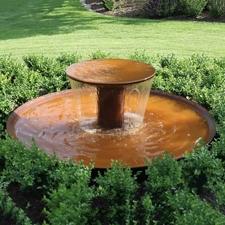 China manufacture corten steel metal rain curtain water feature corten steel contemporary garden water fountain