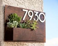 Vertical Corten Steel Garden Wall Hanging Planter Address Planter