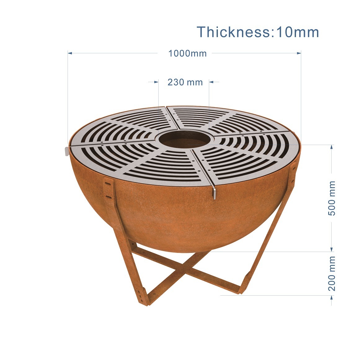 AHL Corten steel bbq grill charcoal camping fire grill camping outdoor fire pit wood stove