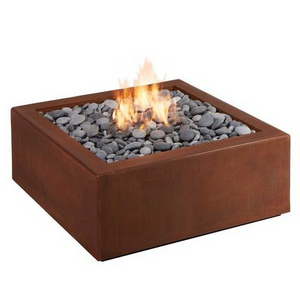 Smokeless corten steel metal square pellet fire pit indoor