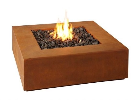 square shape Corten steel gas fire pit  600*600