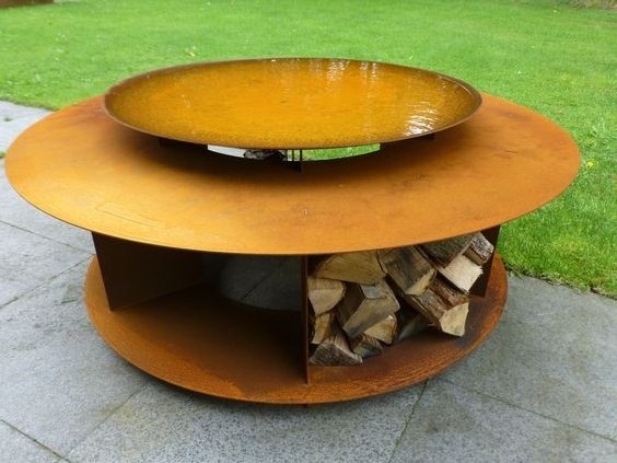 Weather Resistant Corten Steel Outdoor Patio Firepit for Warming Garden Decoration