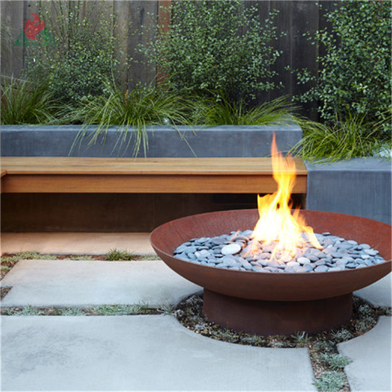 Corten steel wood burning fireplace corten steel fire pit bowl brazier pan