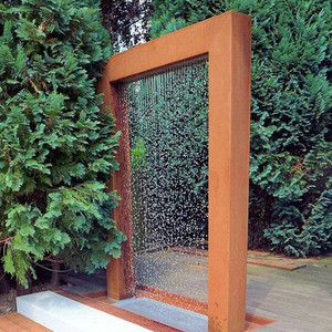 corten steel corten streetel rain curtain water features gardens waterfall fountain