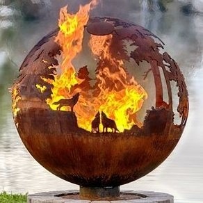 Elegant Design Rusty Outdoor Large Metal Fire Ball In Corten Steel