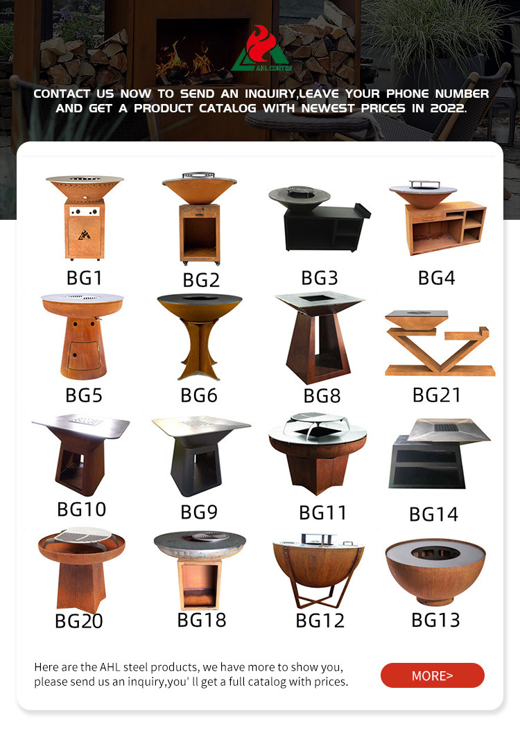 Outdoor garden rust corten steel fire pit heavy duty BBQ