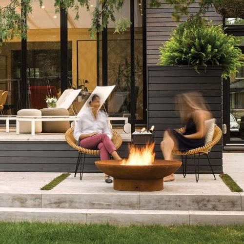 outdoor metal brazier corten steel fire bowl 100cm