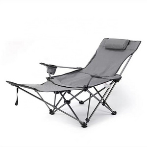 Outdoor Folding Reclining Beach Chair Mesh Leisure Garden Camping Recliner Lounge Beach Chairs With Footrest