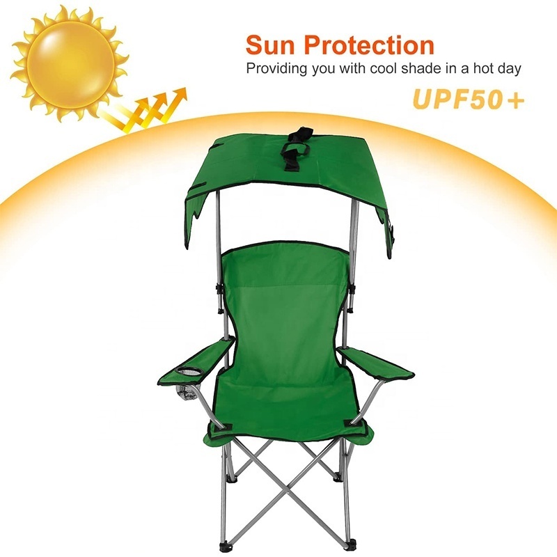 Outdoor Folding Portable Beach Camping Chair Lightweight Aluminum Hiking Camping Chair With Umbrella Canopy