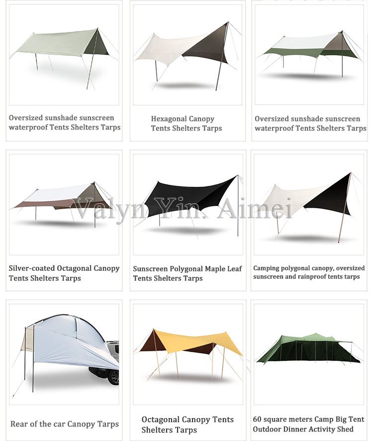 Outdoor Ultralight Beach Picnic Wind Snow Rain Fly Shelter Waterproof Sun Shelter Square Backpack Camping Shading Tent Tarp Tant