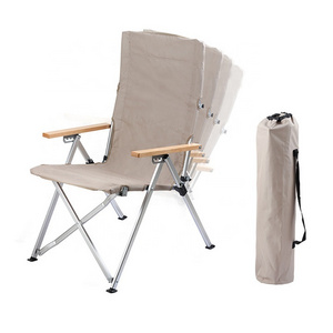 Outdoor Portable Adjustable Canvas Reclining Camping Chair Garden Picnic High Back Aluminum Frame Folding Recliner Camping Chair