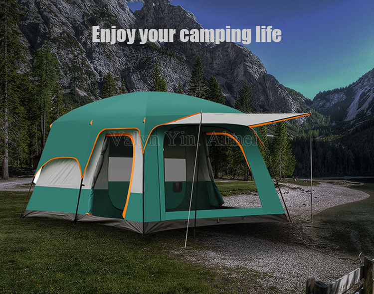 Outdoor Big Space Camping Outing Two Bedroom Tent 8-10 Person Ultra-Large Thickened Waterproof Tent Family Tent with Rooms