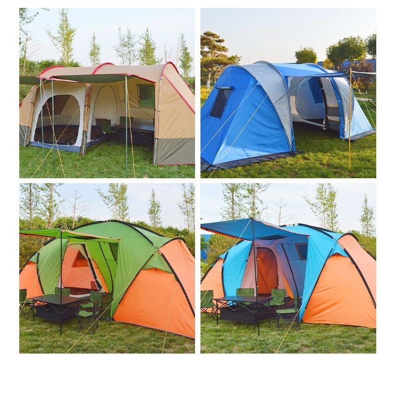 China Factory Selling Camp Tent 2 bedroom 1 Living Room 4 Person Waterproof Portable Family Outdoor Tent