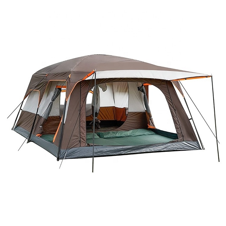 Extra Large Tent 12 Person Family Cabin Tents 2 Rooms 3 Doors 3 Window Mesh Double Layer Big Tent for Outdoor Picnic Camping