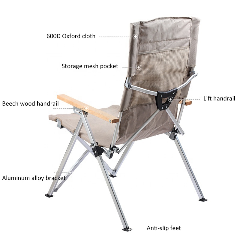 Outdoor Furniture Adjustable Backrest Camping Chair Multifunctional Folding Aluminum Frame Garden Picnic Beach Camping Chairs