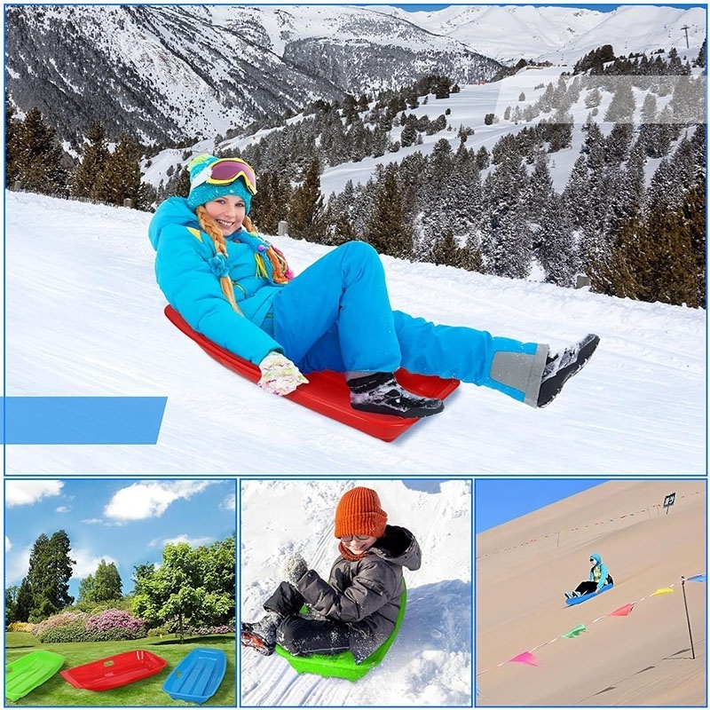 Kids Adults Toboggan Sled Plastic Snow Sledge Grass Board Winter Christmas Snow Sleds Toys