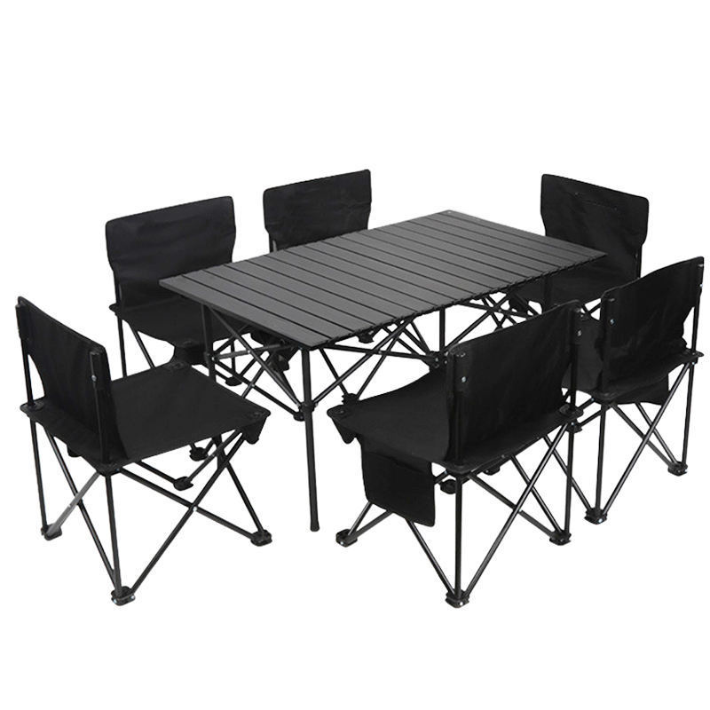 Portable camping table egg roll table Aluminum camping picnic Outdoor folding table and chair set