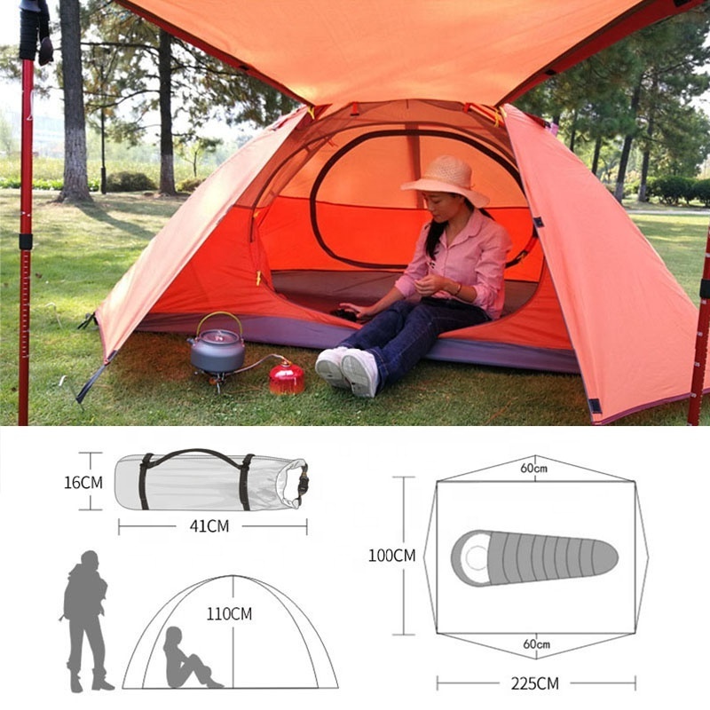 Double Layer Ultralight Aluminum Pole Camping Tent Lightweight Backpacking Tent For Hiking