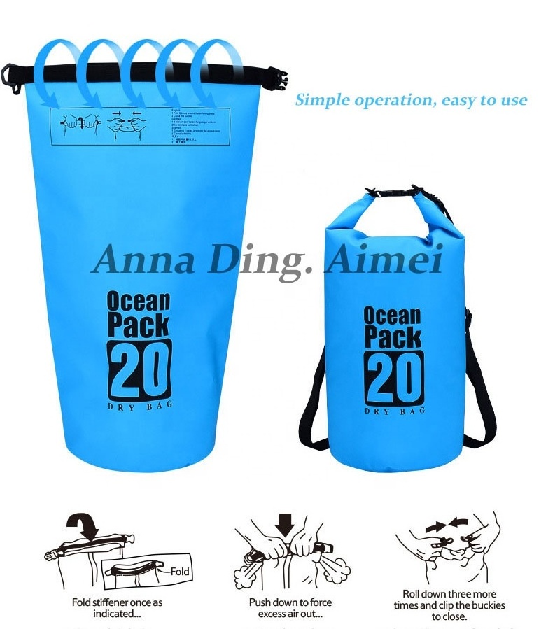 Factory Custom Logo Dry Bags Outdoor Rafting Boating Swimming Camping 500d Durable Pvc Waterproof Dry Bag With Shoulder Straps