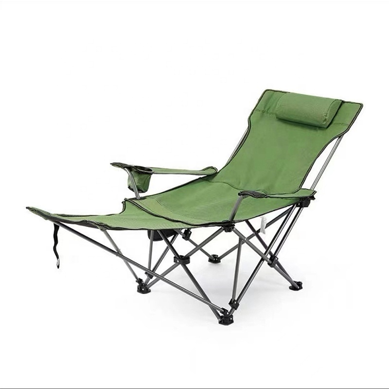 Lightweight Portable Easy Folding Lounge Beach Camping Chair Steel Pole Oxford Fabric Fishing Reclining Chair With Footrest