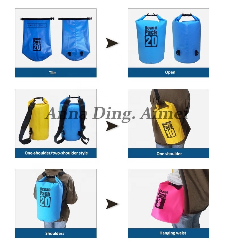 Factory Custom Logo Dry Bags Outdoor Rafting Boating Swimming Camping 500d Durable Pvc Waterproof Dry Bag With Shoulder Straps