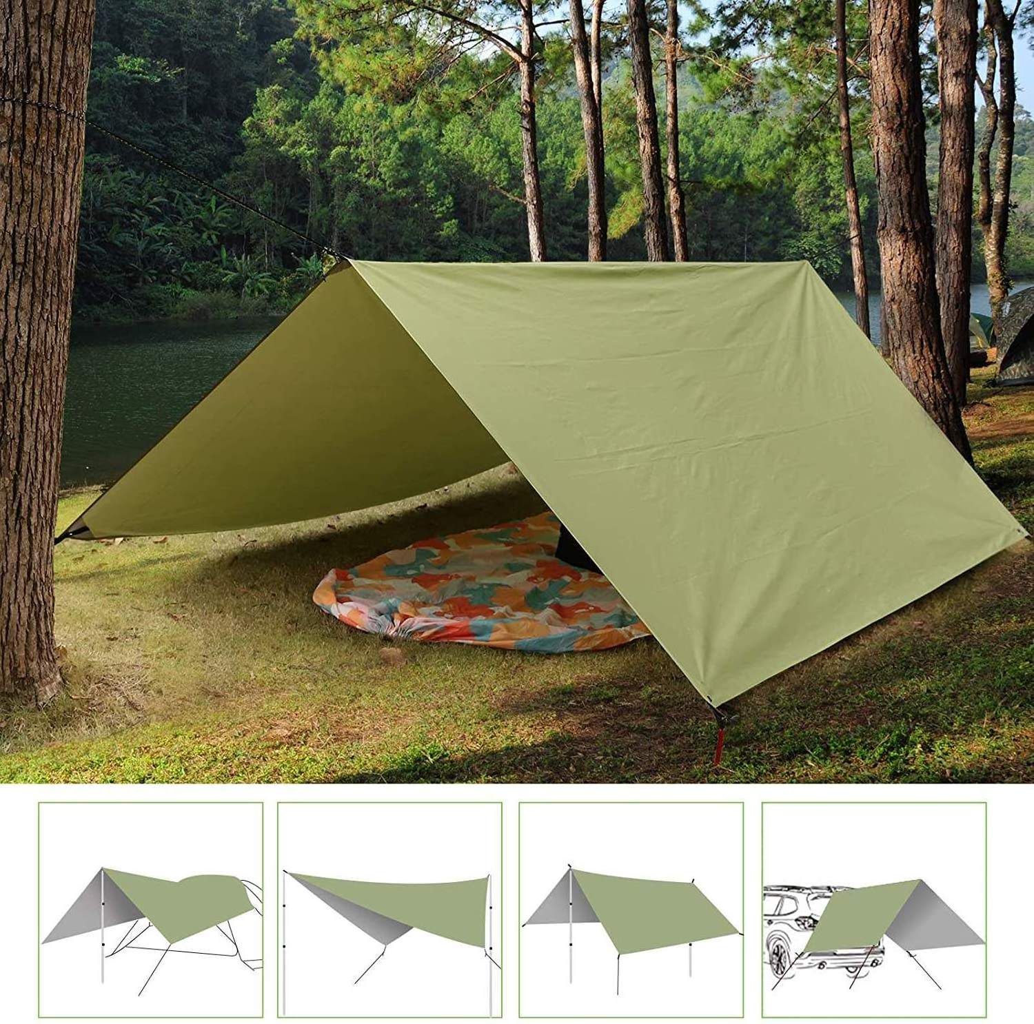 Multi-use  Camp Other Tent Waterproof Backpacking Tarp Shelter Lightweight Camping Tarp Tent Outdoor Hiking Tarp Canopy