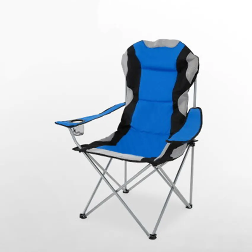 Outdoor foldable beach folding chair for garden with arm rest and cup holder folding outdoor fishing chair