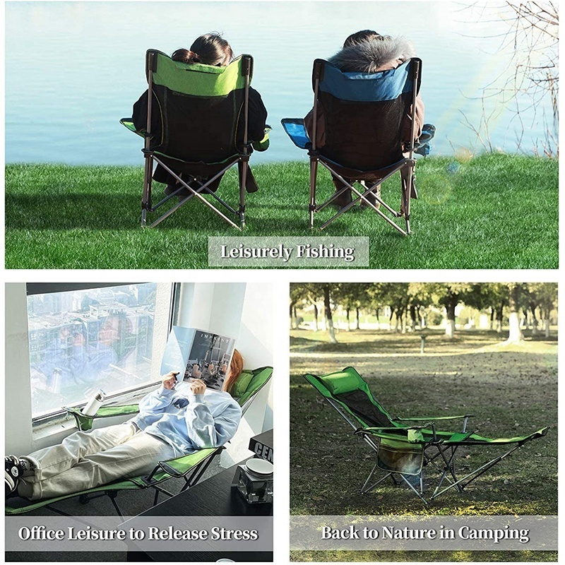 Outdoor Folding Reclining Beach Chair Mesh Leisure Garden Camping Recliner Lounge Beach Chairs With Footrest