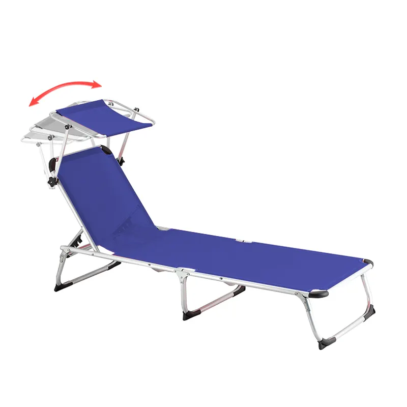 Heavy Duty Sun Lounger Folding Recliner Chair with Sun Shade, Foldable Zero Gravity Lounger Chair Beach Chair