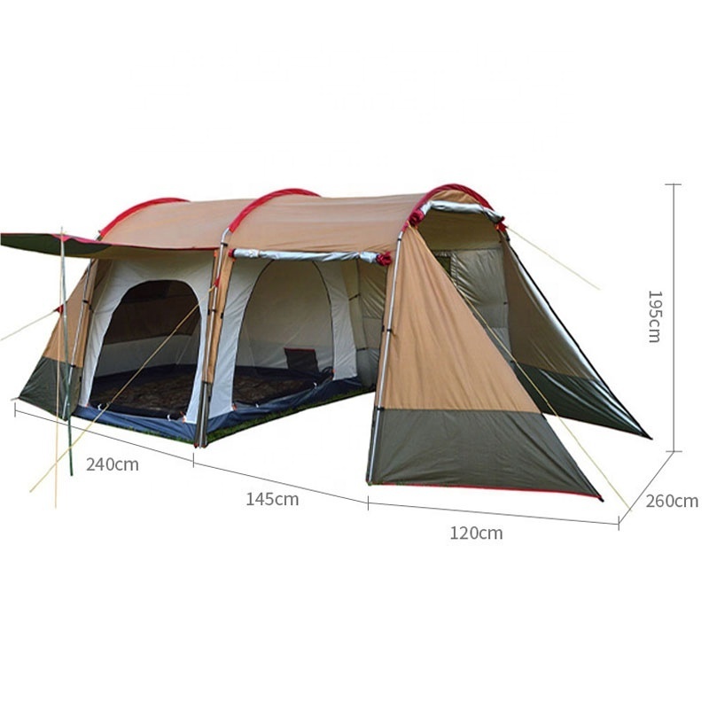 China Factory Selling Camp Tent 2 bedroom 1 Living Room 4 Person Waterproof Portable Family Outdoor Tent