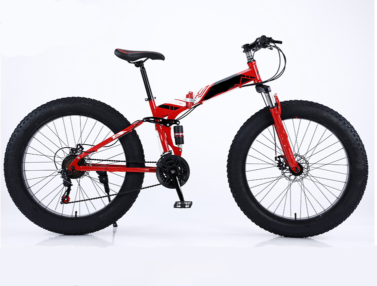 China Softtail Frame 26 Inch Carbon Fiber Adventurer Folding Mountain Bike With Fat Tire