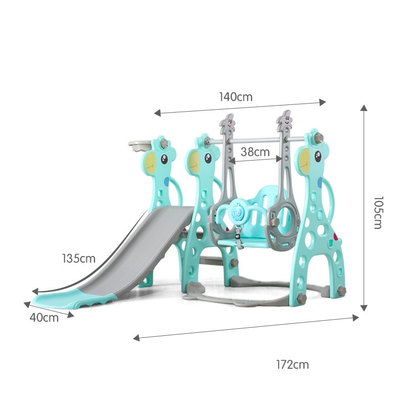 Hot Sale Baby Indoor Playground 3 In 1 Plastic Slide With Swing Set For Sale