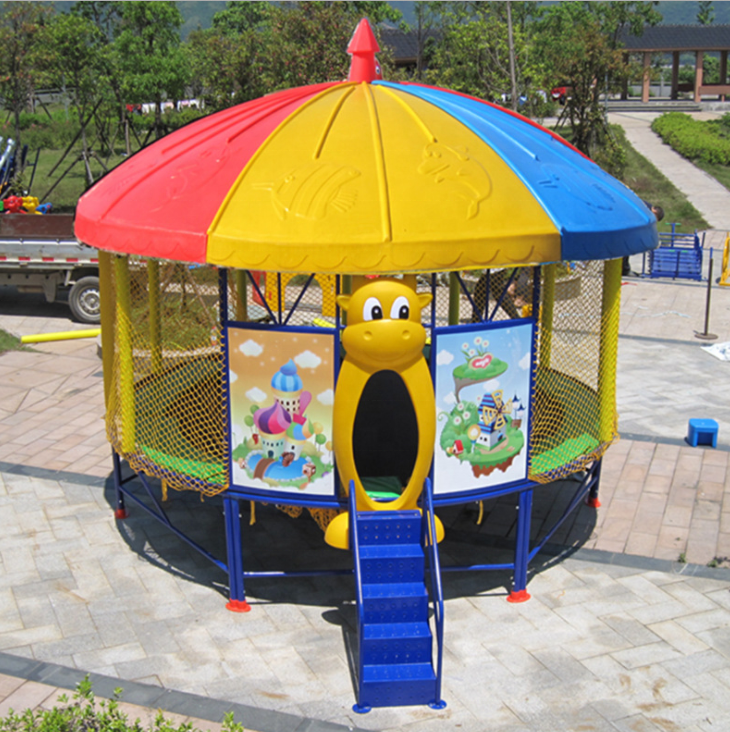 wholesale Commercial outdoor big trampoline stainless steel round kids with foam pit trampoline for sale with net protection