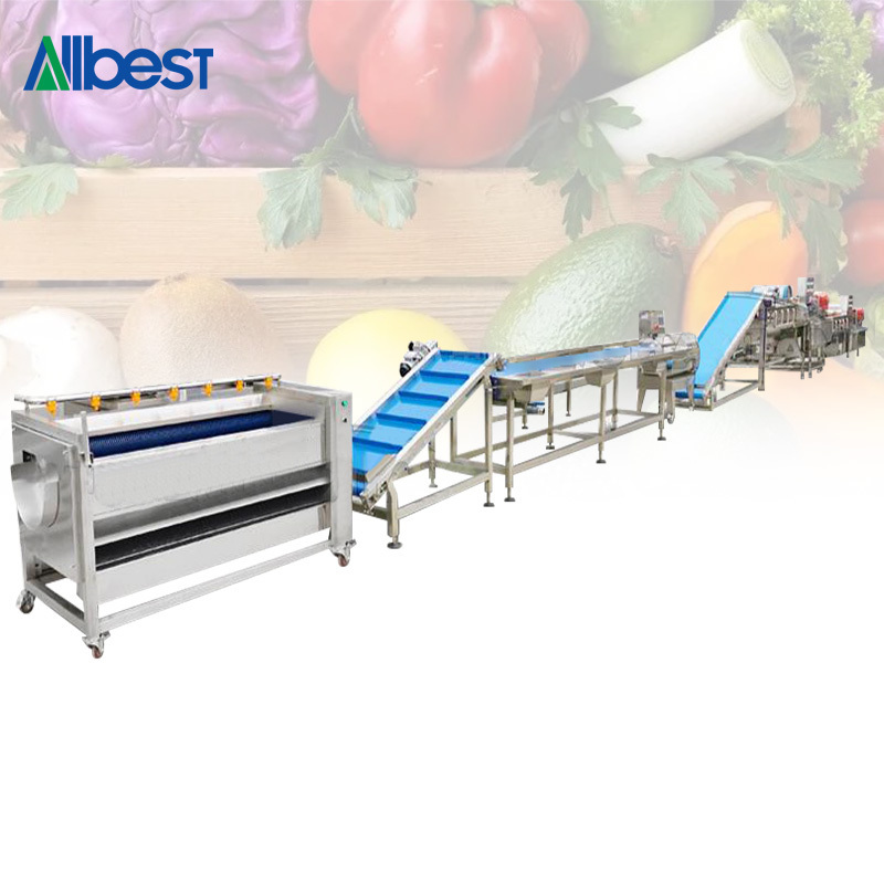 Industrial Electric Spiral Sweet Potato Washing Dry Peeling Cube Cutter And Potato Cleaning Cutting Slicer Peeler Machine Line