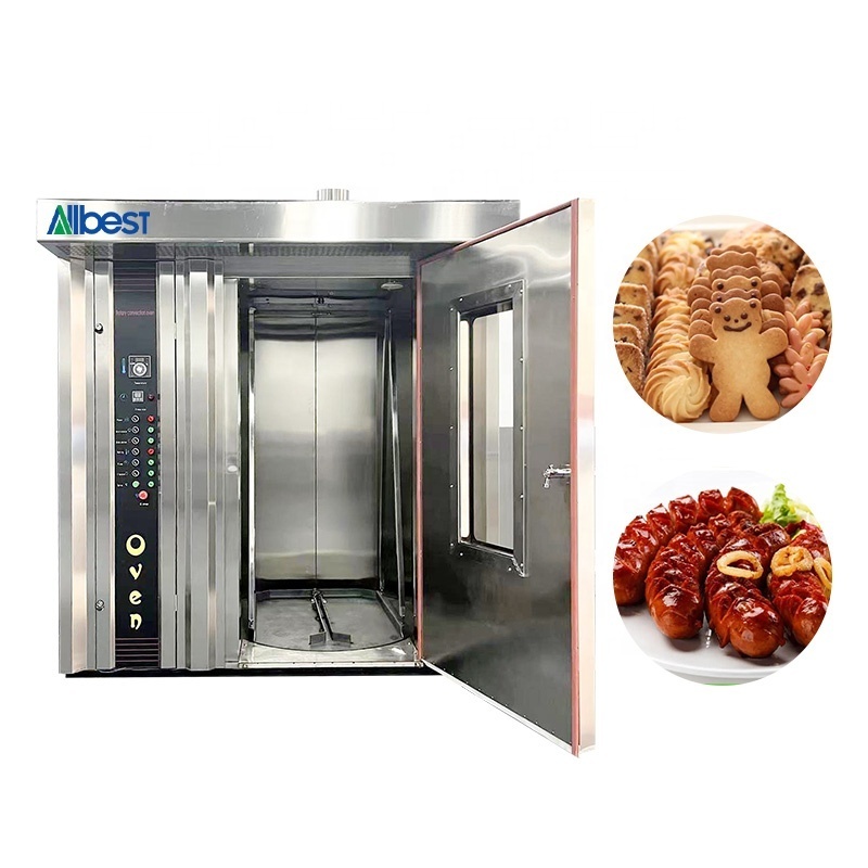 32 Tray Industrial Size Diesel Oil Electric Multifunctional Rotary Baking Oven For Small Cake Sheet Mini Loaf Bread Wafer Injera