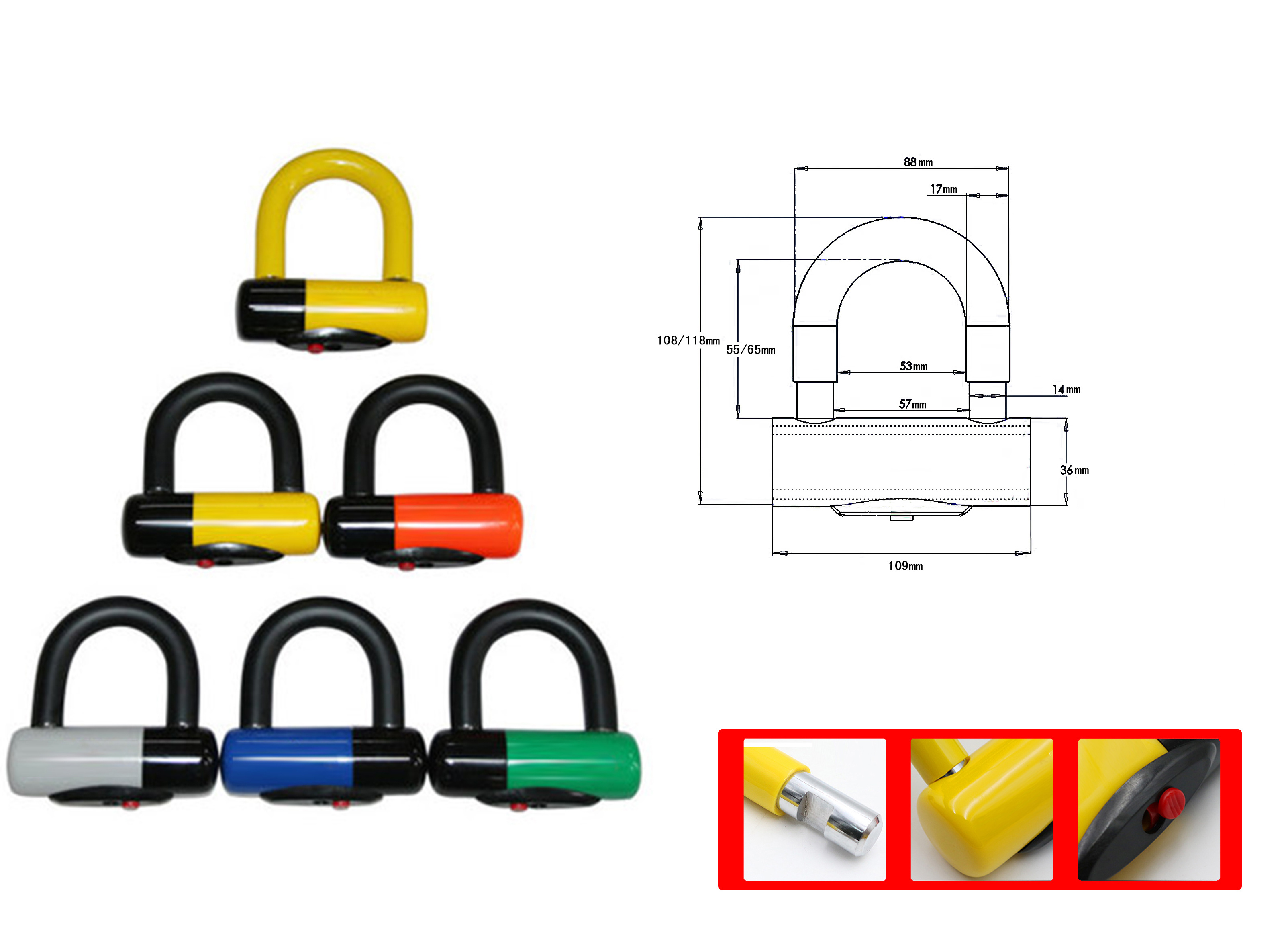 Wholesale High Security Bicycle Combination Key U-lock Anti Theft Bike U Lock