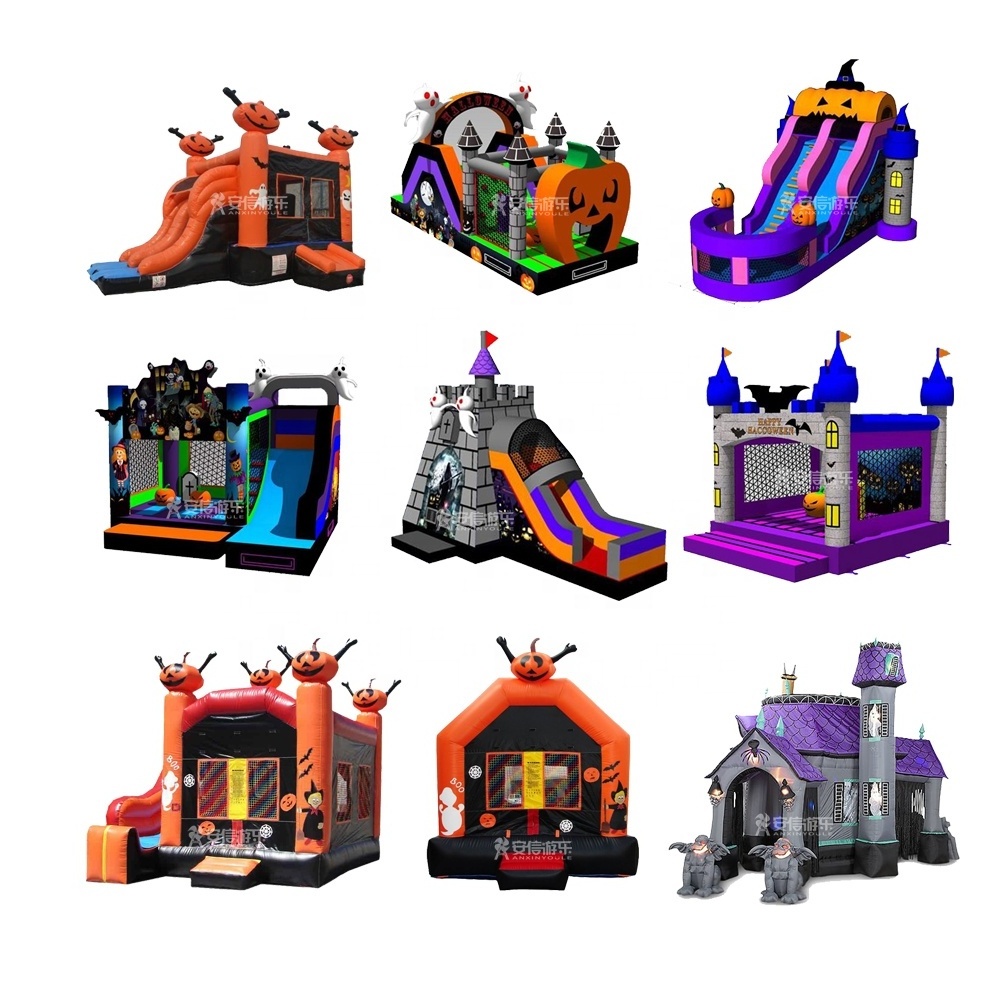 Halloween Pumpkin Inflatable Obstacle Course jumping bouncing castle with wholesale price