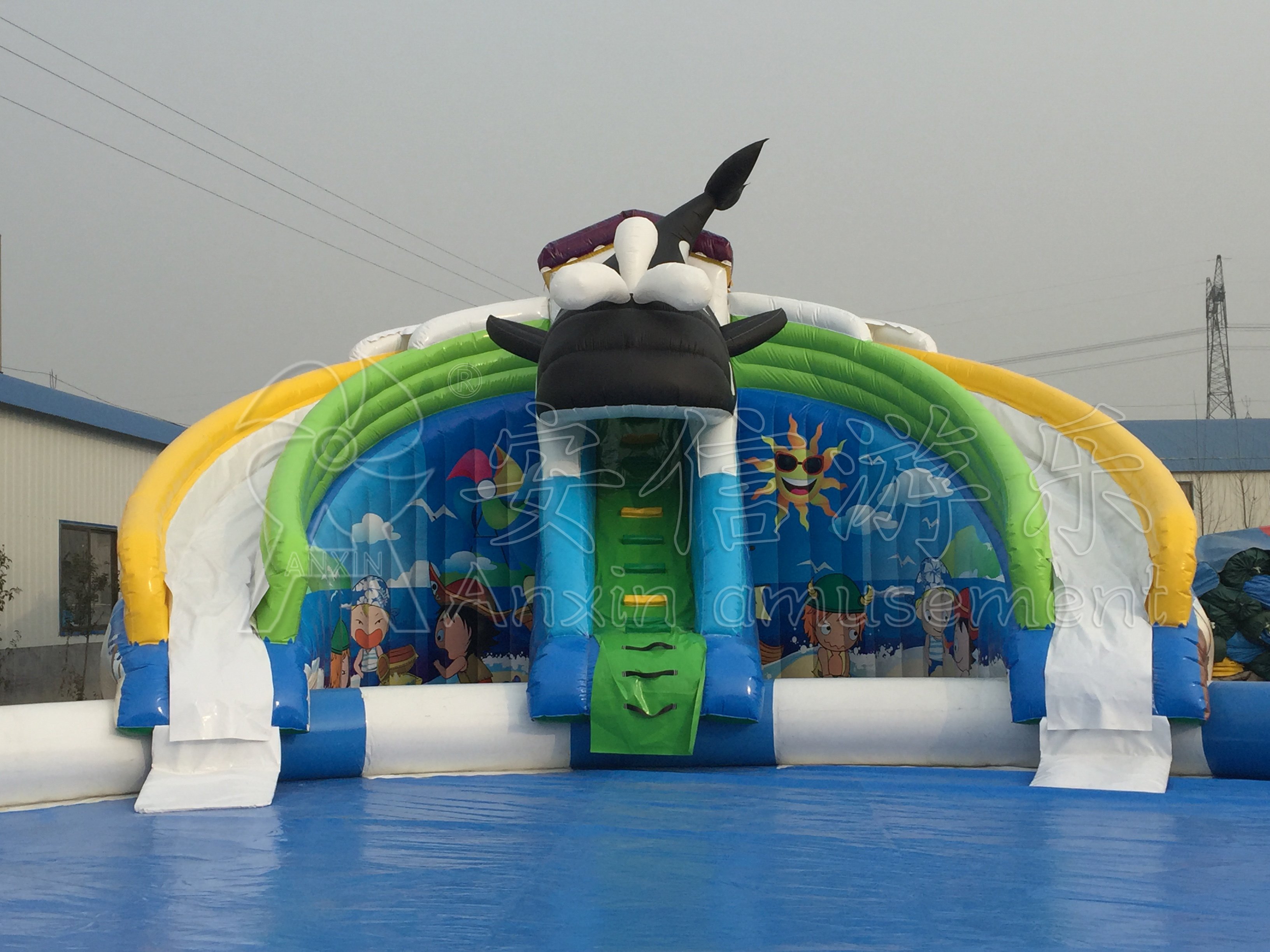 commercial rental  pvc inflatable  Killer Whale inflatable water park  customized size for children and adults