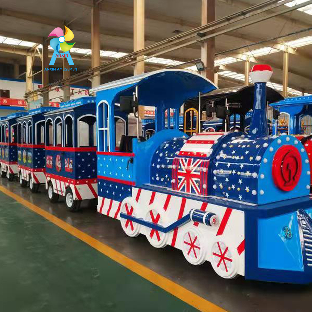 Battery Amusement Park Rides Theme Park Train on Track Operated Kids and Adult Domino Train Medium Car Track 