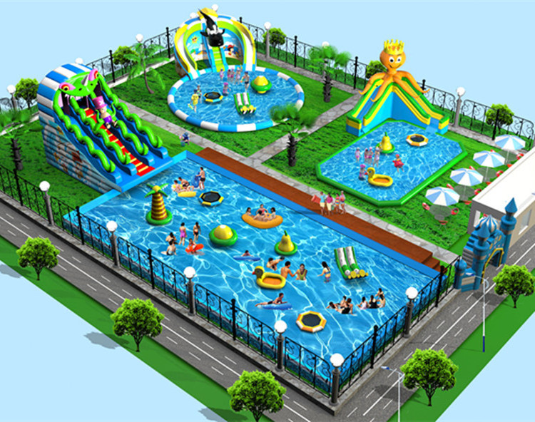 New Design Above Ground Inflatable Water Aqua Park Plan For Sale