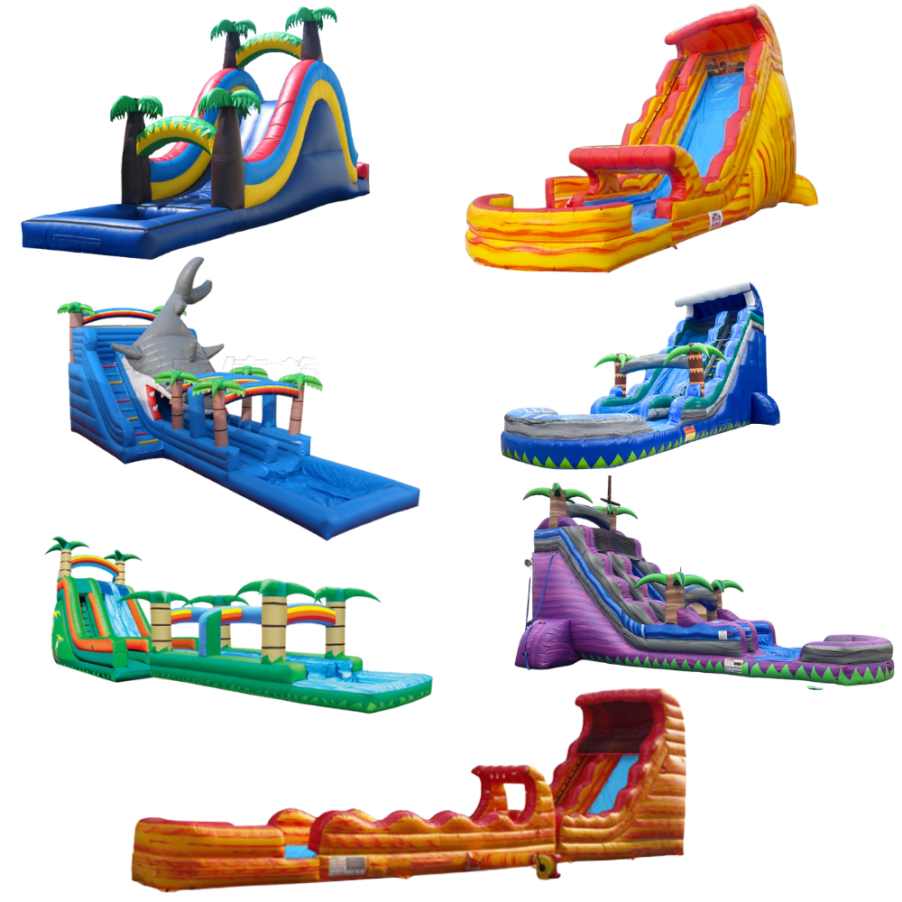 wholesale Commercial PVC large kids  adult  bouncy games inflatable playground water dry slide with pool inflatable  water slide