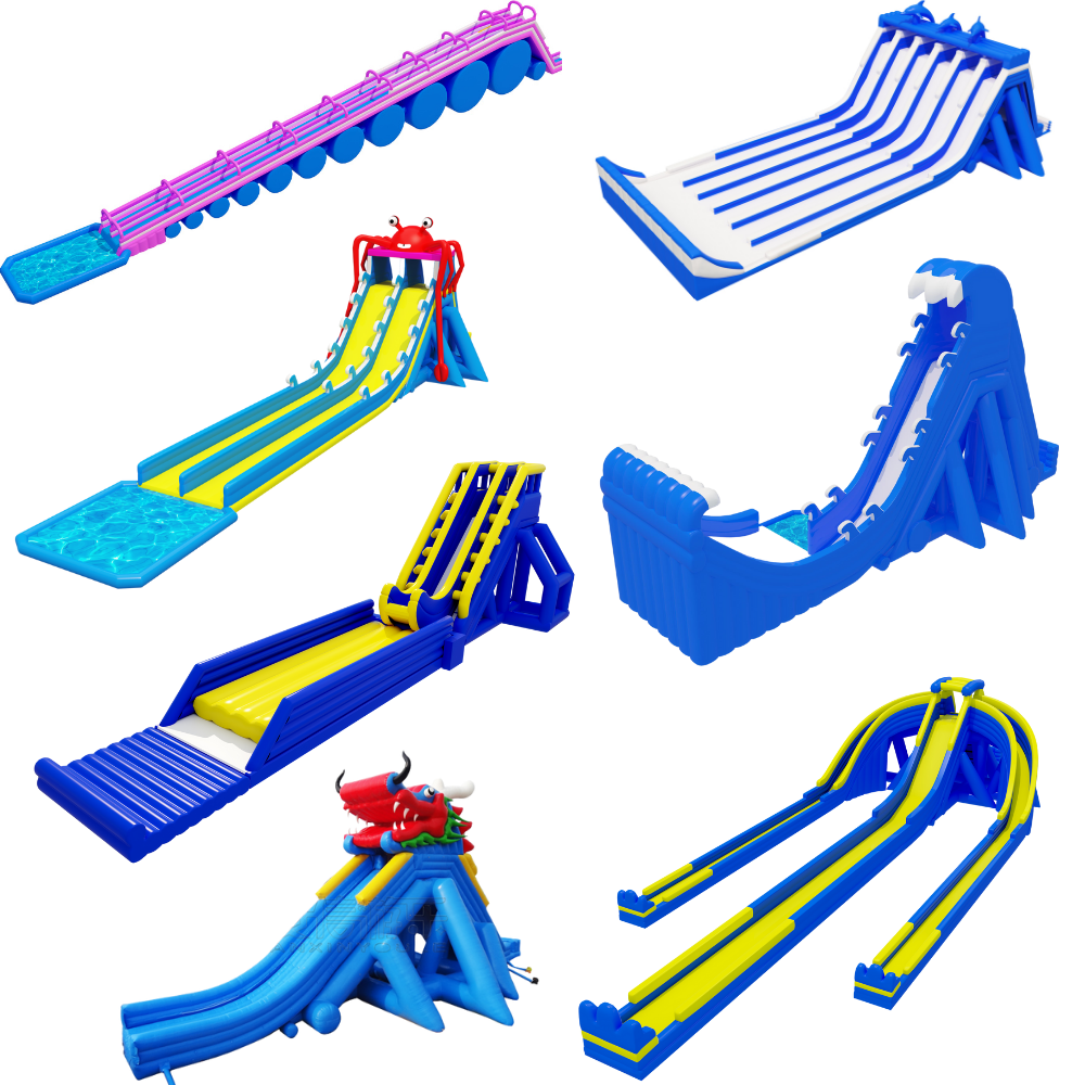 wholesale Commercial PVC large kids  adult  bouncy games inflatable playground water dry slide with pool inflatable  water slide