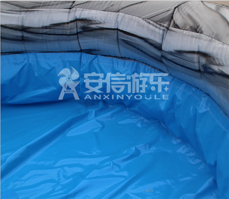 China Customized 20FT Grey Rock Crush Inflatable water slide with pool