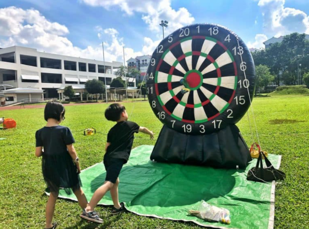 Outdoor inflatable football/soccer golf dart board game