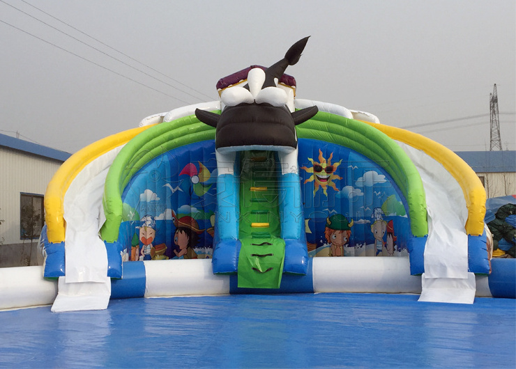 wholesale Commercial PVC large kids  adult Killer whale slide inflatable playground inflatable water park for kids