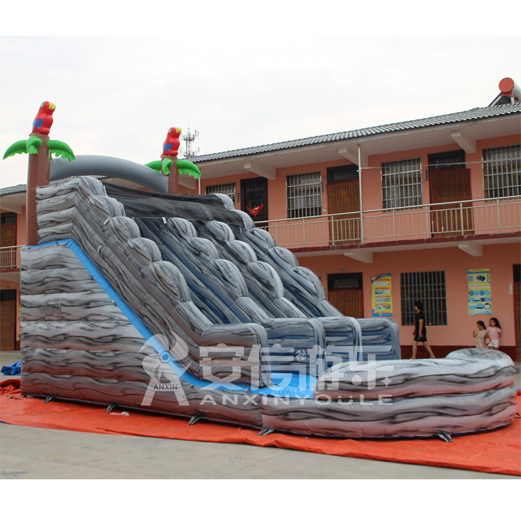 China Customized 20FT Grey Rock Crush Inflatable water slide with pool