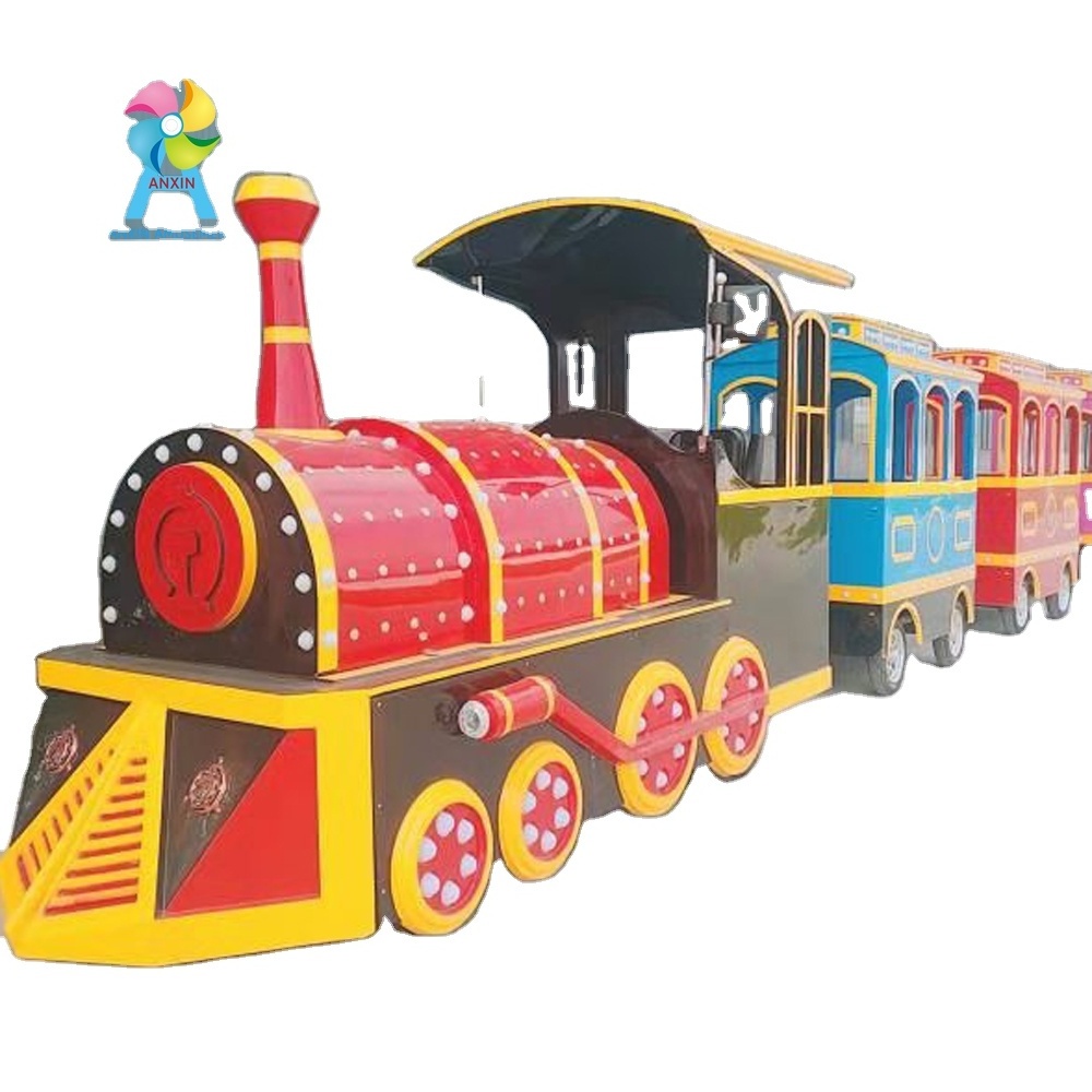 Battery Amusement Park Rides Theme Park Train on Track Operated Kids and Adult Domino Train Medium Car Track 