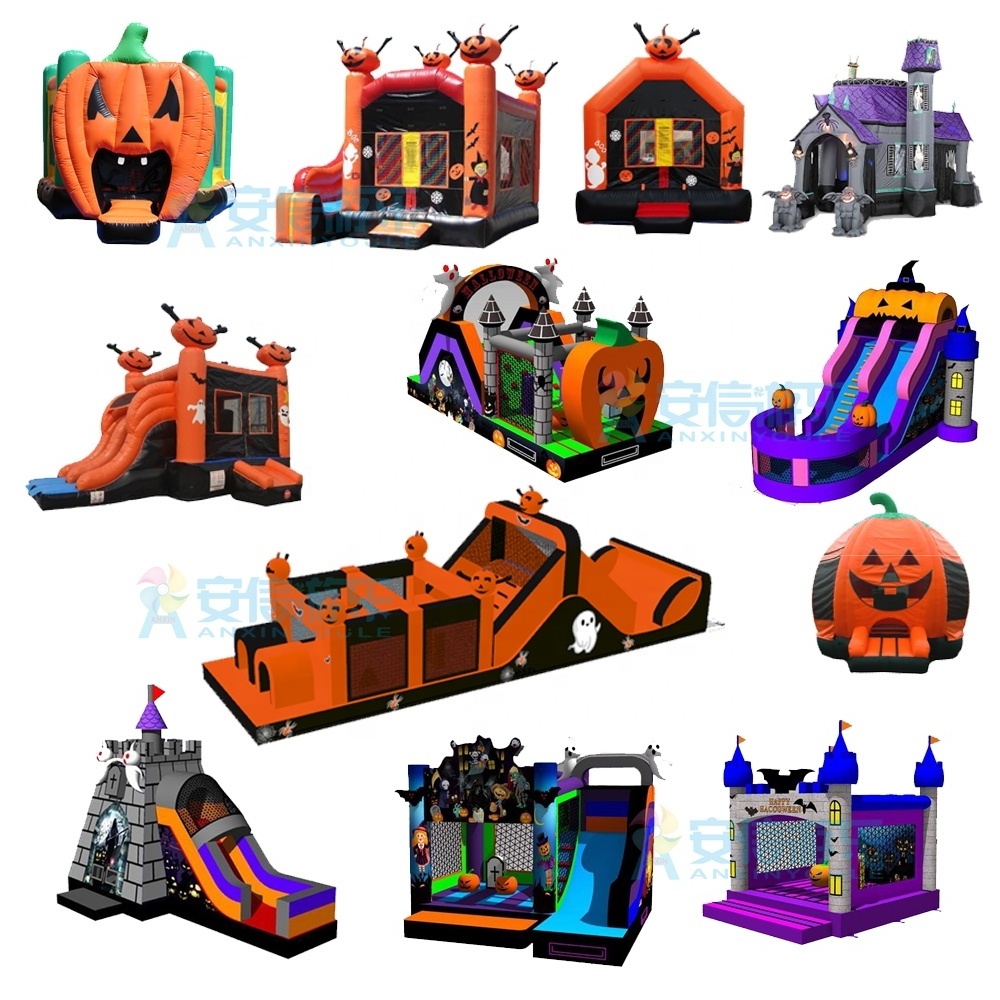 Halloween Pumpkin Inflatable Obstacle Course jumping bouncing castle with wholesale price