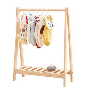 Solid Double Organizer Hanging Standing Wood Shelf Pet Clothes Rack for dog Cat Wardrobe Tool Camp Hanger Indoor Clothing Rack