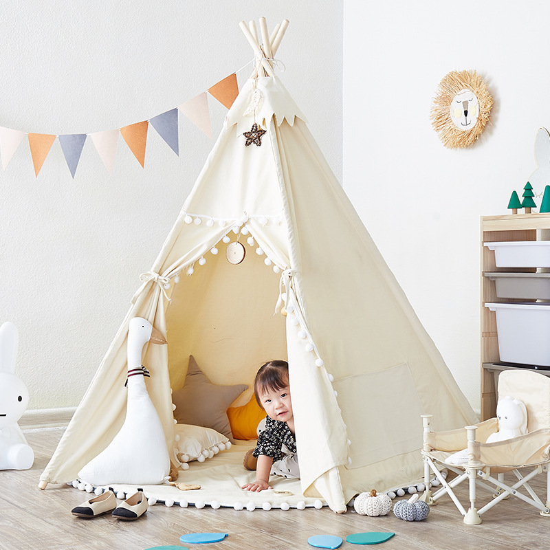 Kids Teepee Tent Baby White Play House Kids Room Decor Indoor Foldable Toddler Toy Tent for Kids